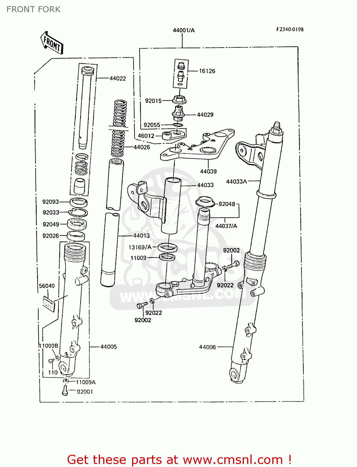 FRONT FORK EX305B3 GPZ305 1985 UNITED KINGDOM FG / BELT DRIVE