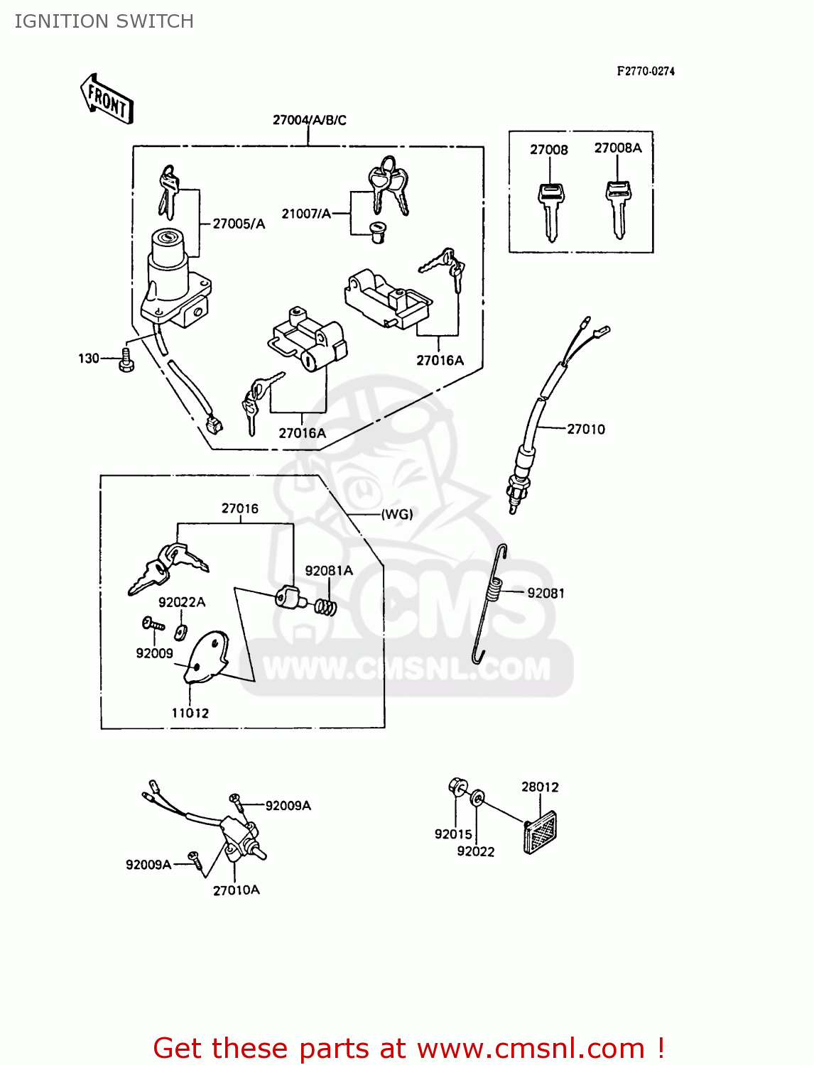 IGNITION SWITCH EX305B3 GPZ305 1985 UNITED KINGDOM FG / BELT DRIVE