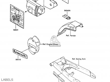 LABELS - EX305B3 GPZ305 1985 UNITED KINGDOM FG / BELT DRIVE