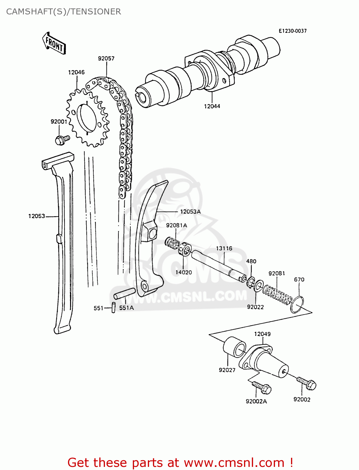 CAMSHAFT(S)/TENSIONER EX305B4 GPZ305 1986 UNITED KINGDOM / BELT DRIVE