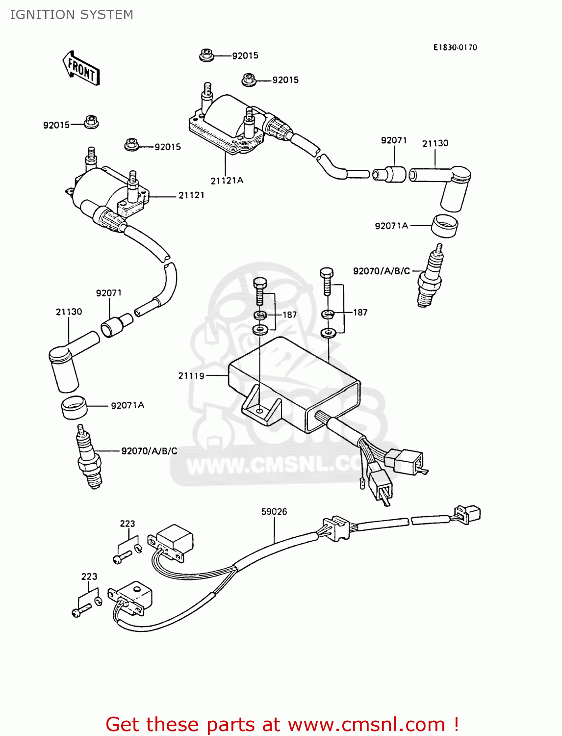 IGNITION SYSTEM EX305B4 GPZ305 1986 UNITED KINGDOM / BELT DRIVE