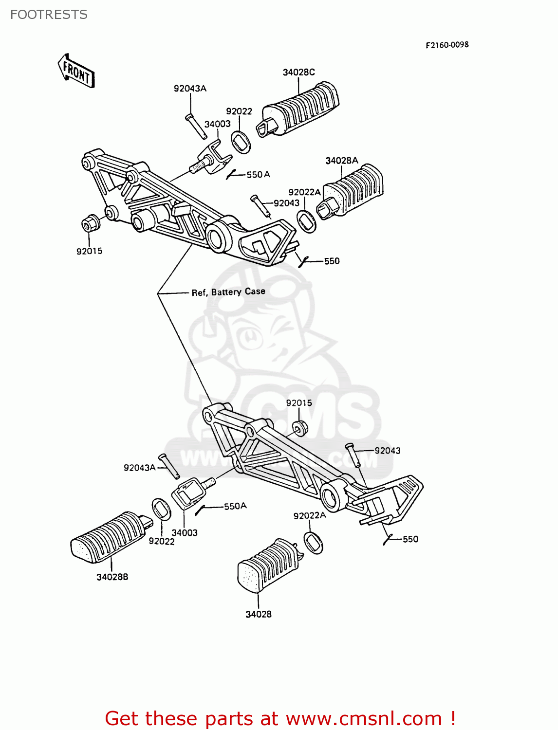 FOOTRESTS EX305B4 GPZ305 1986 UNITED KINGDOM / BELT DRIVE