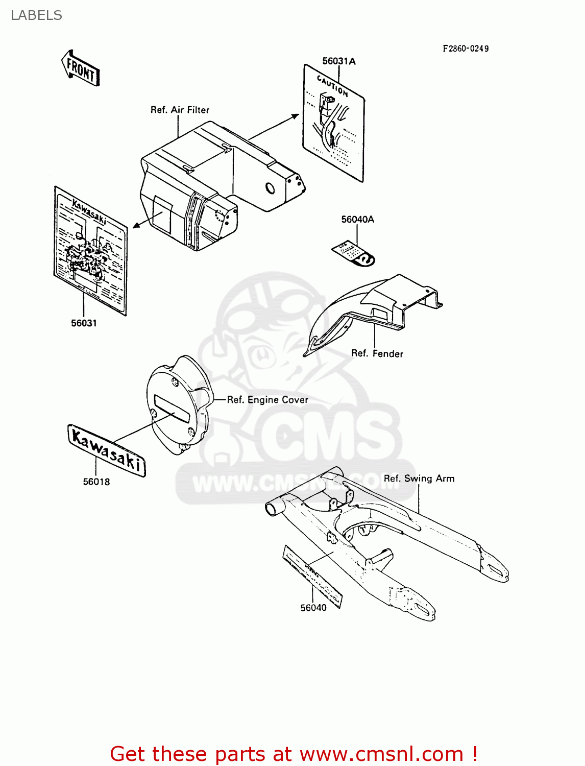 LABELS EX305B4 GPZ305 1986 UNITED KINGDOM / BELT DRIVE
