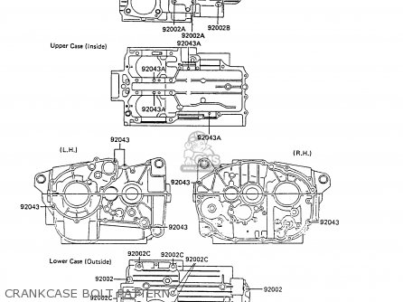 CRANKCASE BOLT PATTERN - EX305B4 GPZ305 1986 UNITED KINGDOM / BELT DRIVE