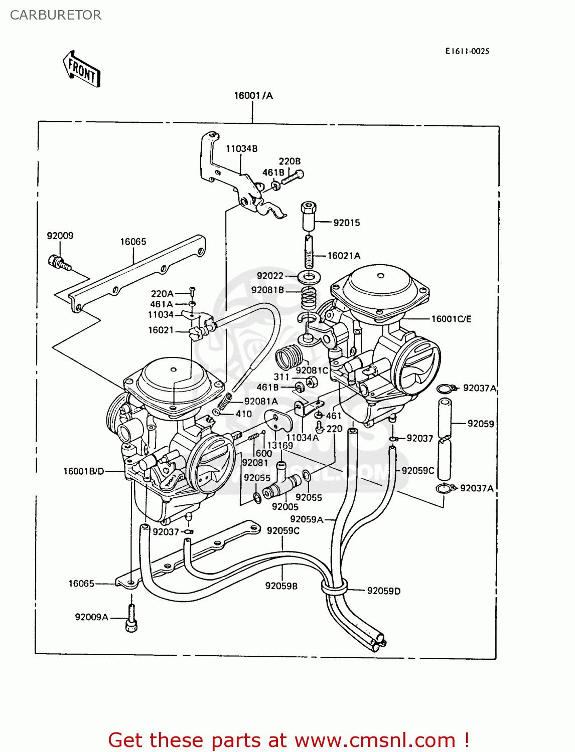 CARBURETOR EX305B5 GPZ305 1987 UNITED KINGDOM / BELT DRIVE