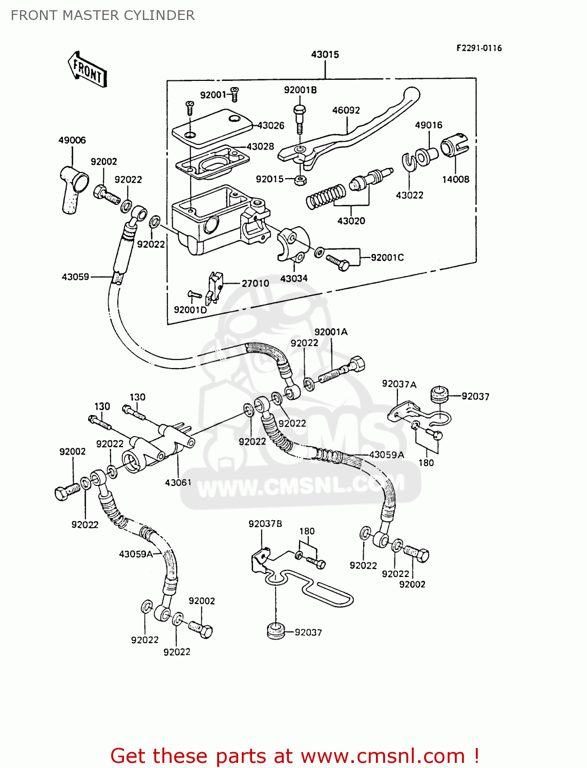 FRONT MASTER CYLINDER EX305B5 GPZ305 1987 UNITED KINGDOM / BELT DRIVE