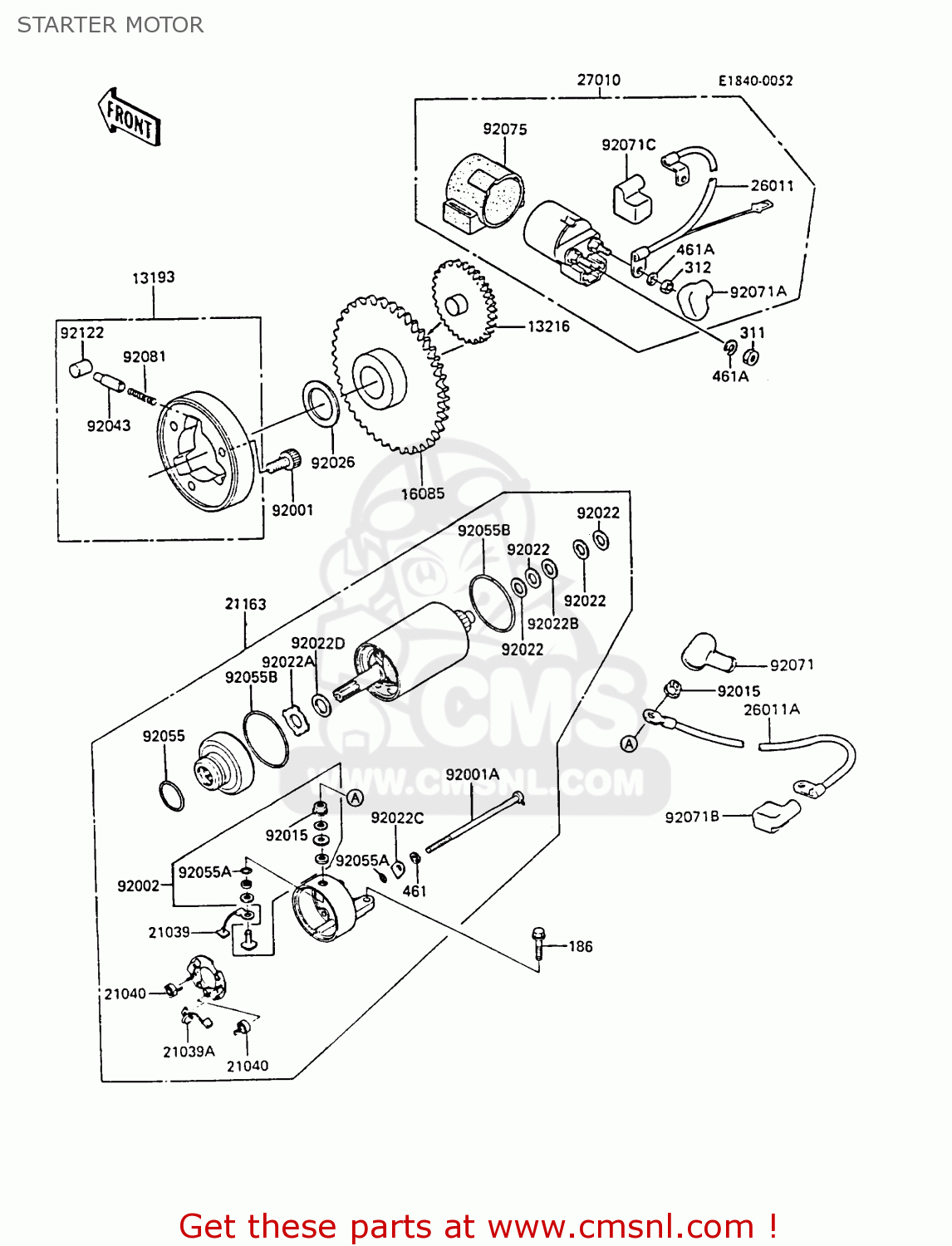 STARTER MOTOR EX305B6 GPZ305 1988 EUROPE FG / BELT DRIVE