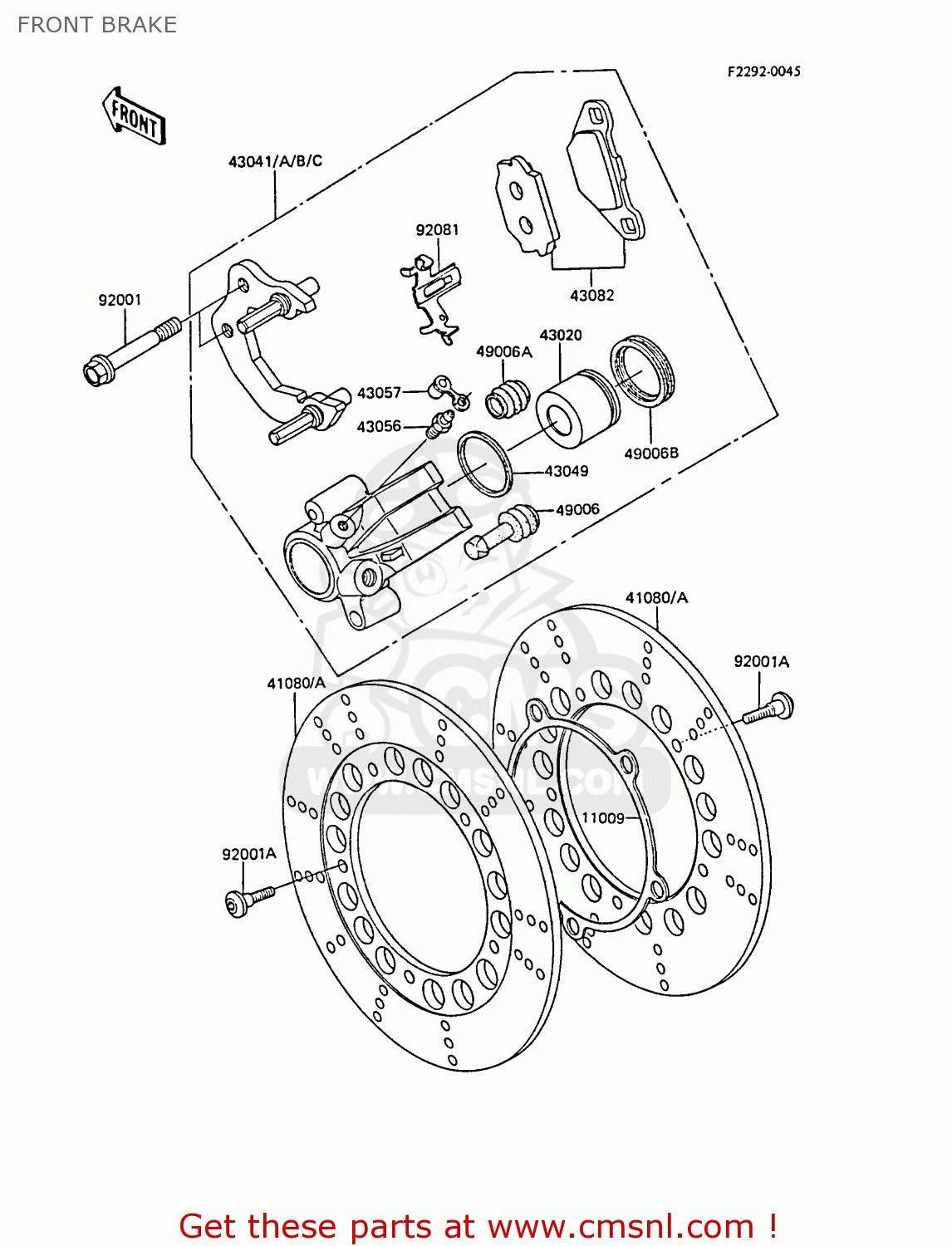 FRONT BRAKE EX305B6 GPZ305 1988 EUROPE FG / BELT DRIVE