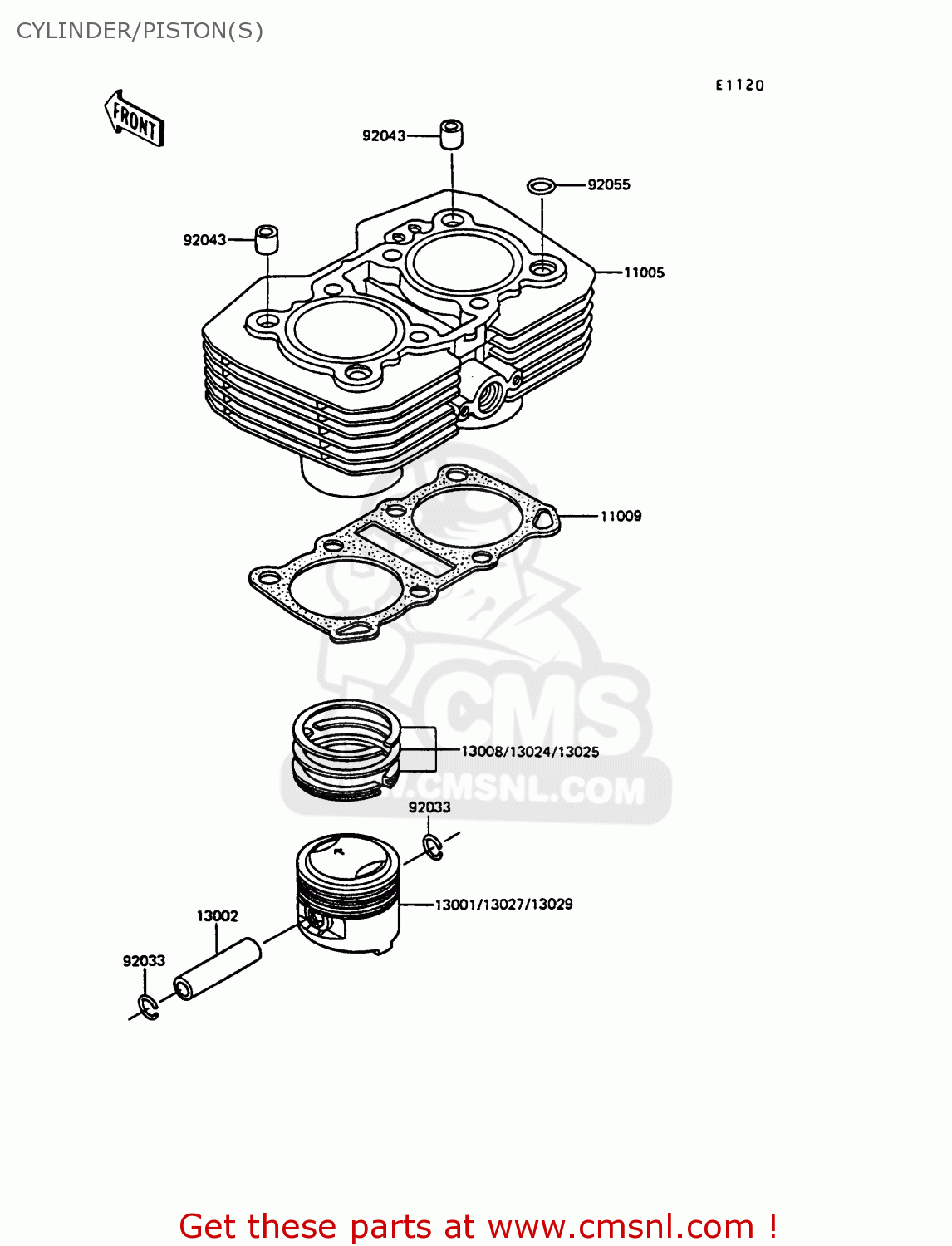 CYLINDER/PISTON(S) EX305B7 GPZ305 1989 FG / BELT DRIVE