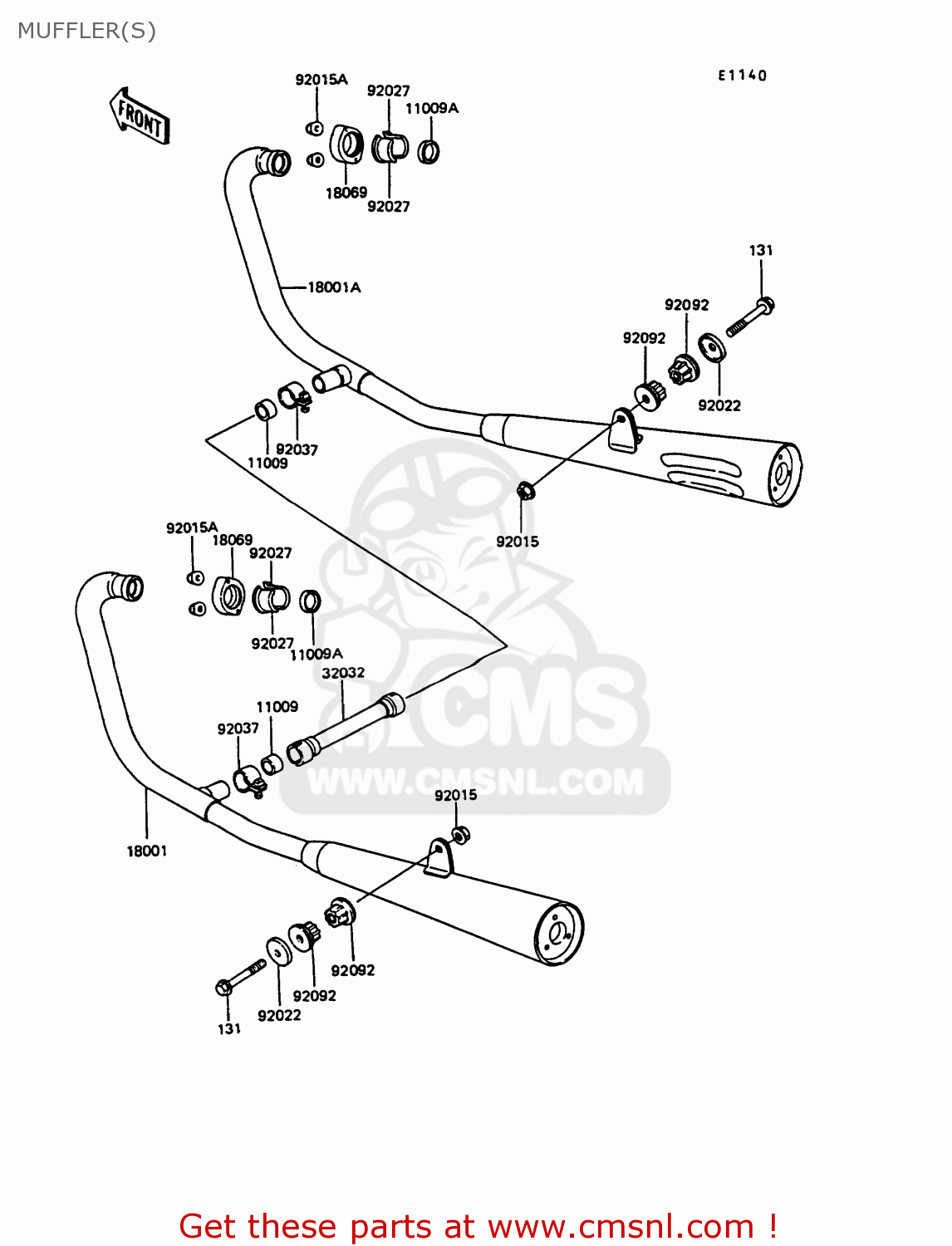 MUFFLER(S) EX305B7 GPZ305 1989 FG / BELT DRIVE