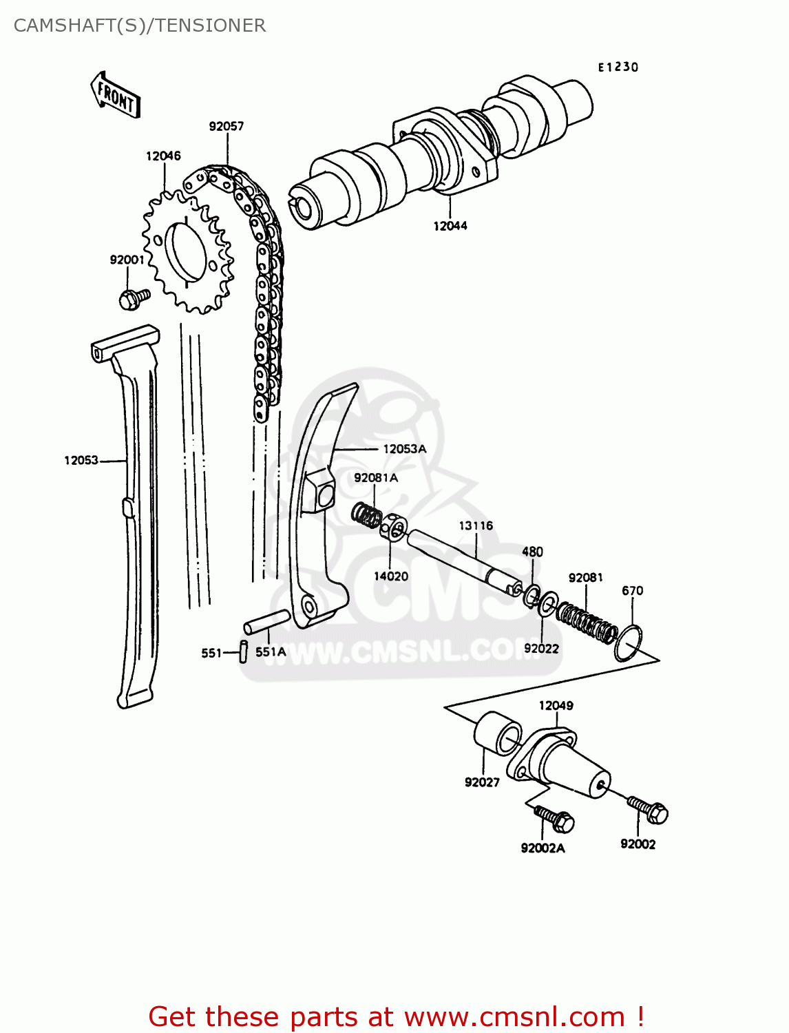 CAMSHAFT(S)/TENSIONER EX305B7 GPZ305 1989 FG / BELT DRIVE