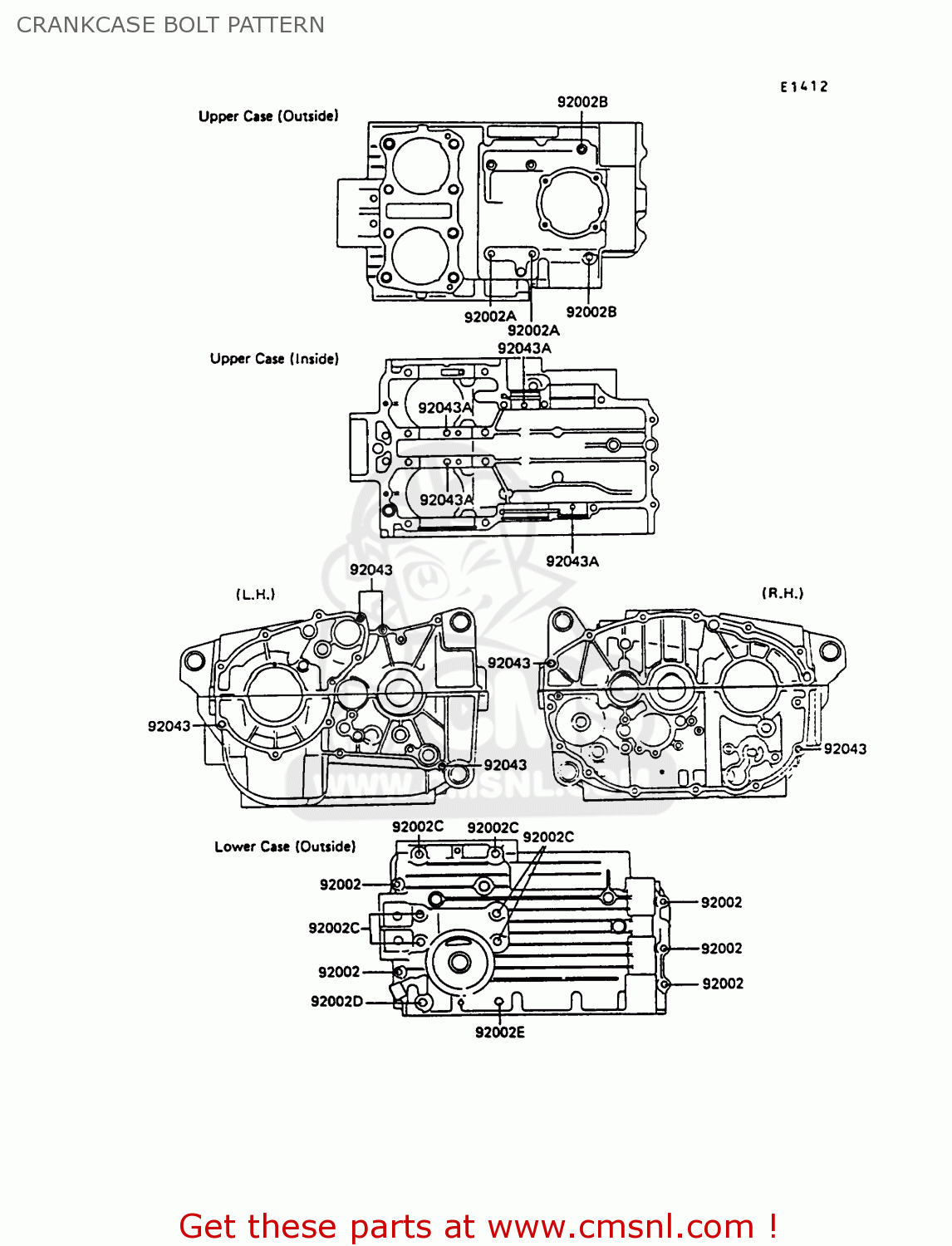 CRANKCASE BOLT PATTERN EX305B7 GPZ305 1989 FG / BELT DRIVE