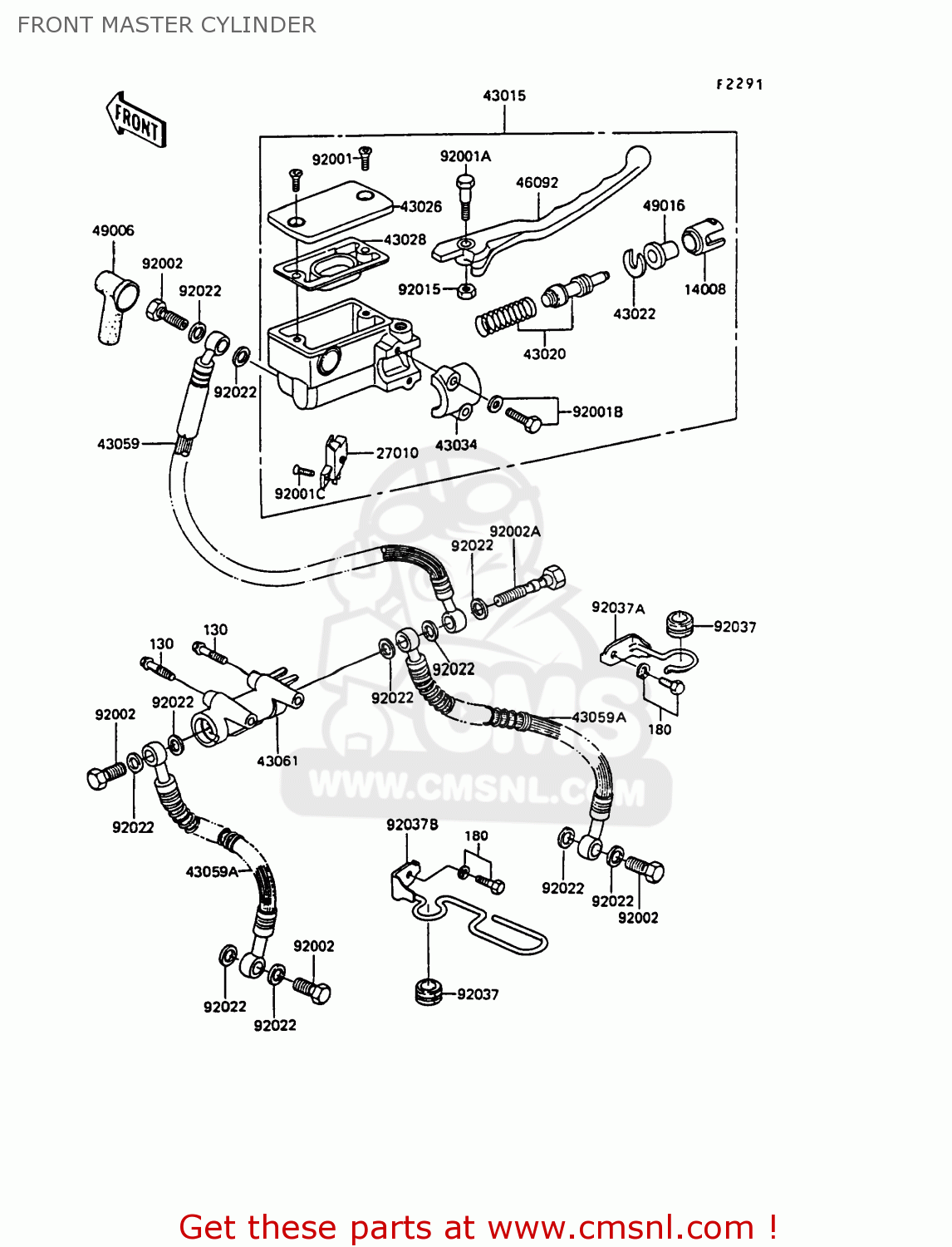 FRONT MASTER CYLINDER EX305B7 GPZ305 1989 FG / BELT DRIVE