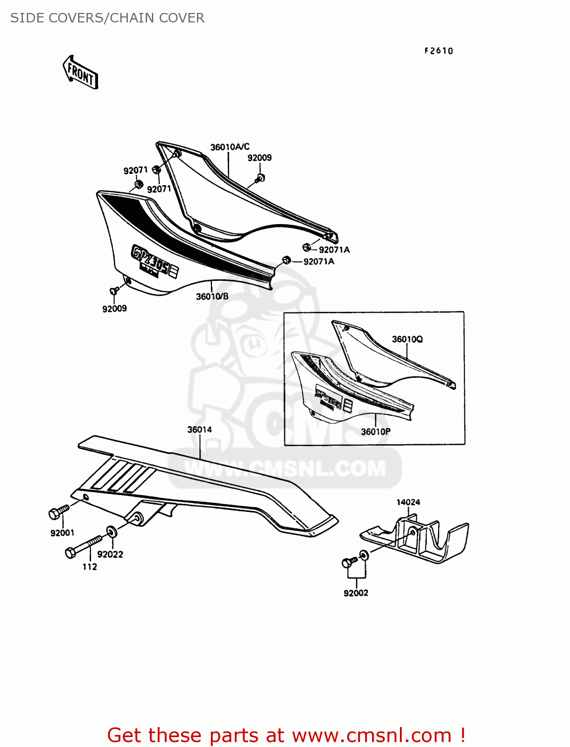 SIDE COVERS/CHAIN COVER EX305B7 GPZ305 1989 FG / BELT DRIVE