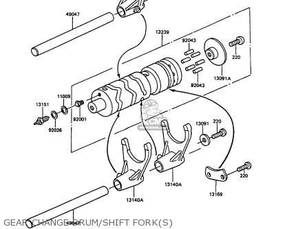 GEAR CHANGE DRUM/SHIFT FORK(S) - EX305B7 GPZ305 1989 FG / BELT DRIVE