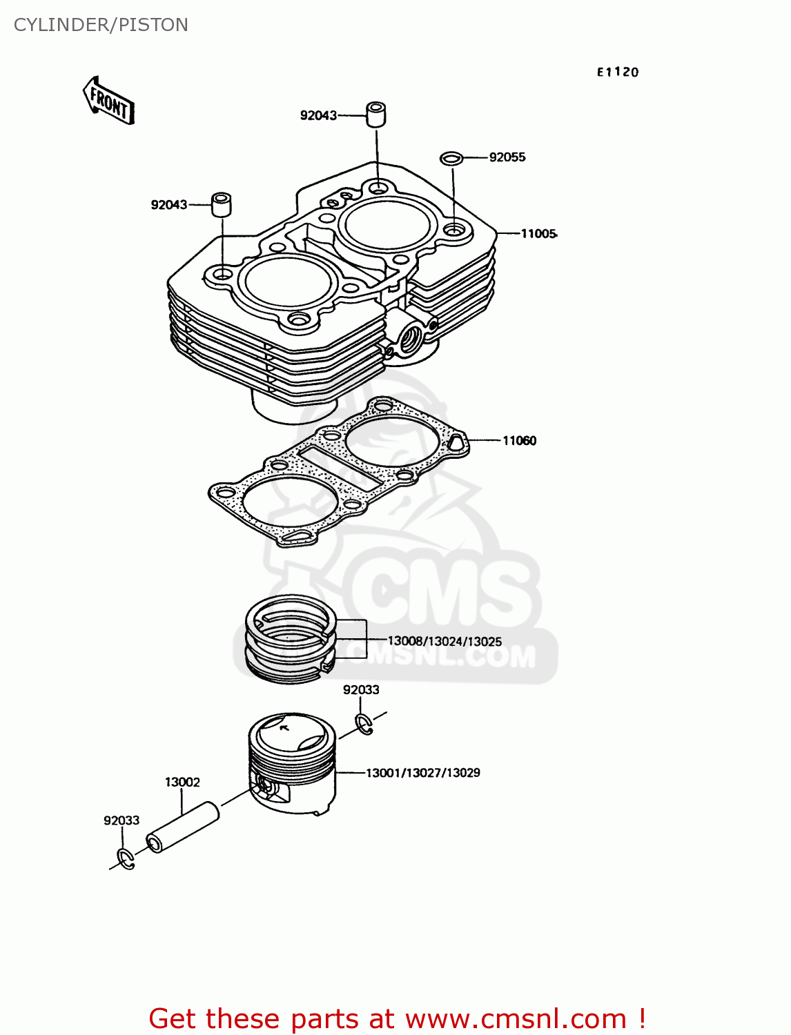 CYLINDER/PISTON EX305B8 GPZ305 1991 EUROPE UK / BELT DRIVE