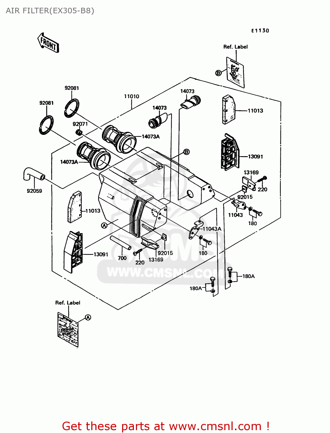 AIR FILTER(EX305-B8) EX305B8 GPZ305 1991 EUROPE UK / BELT DRIVE