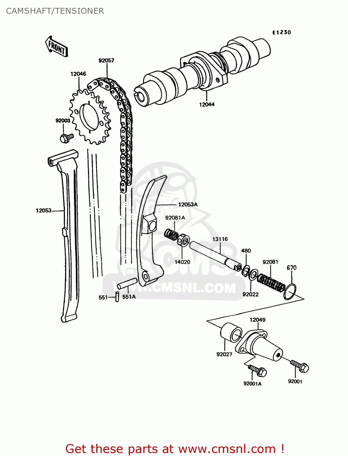 CAMSHAFT/TENSIONER EX305B8 GPZ305 1991 EUROPE UK / BELT DRIVE