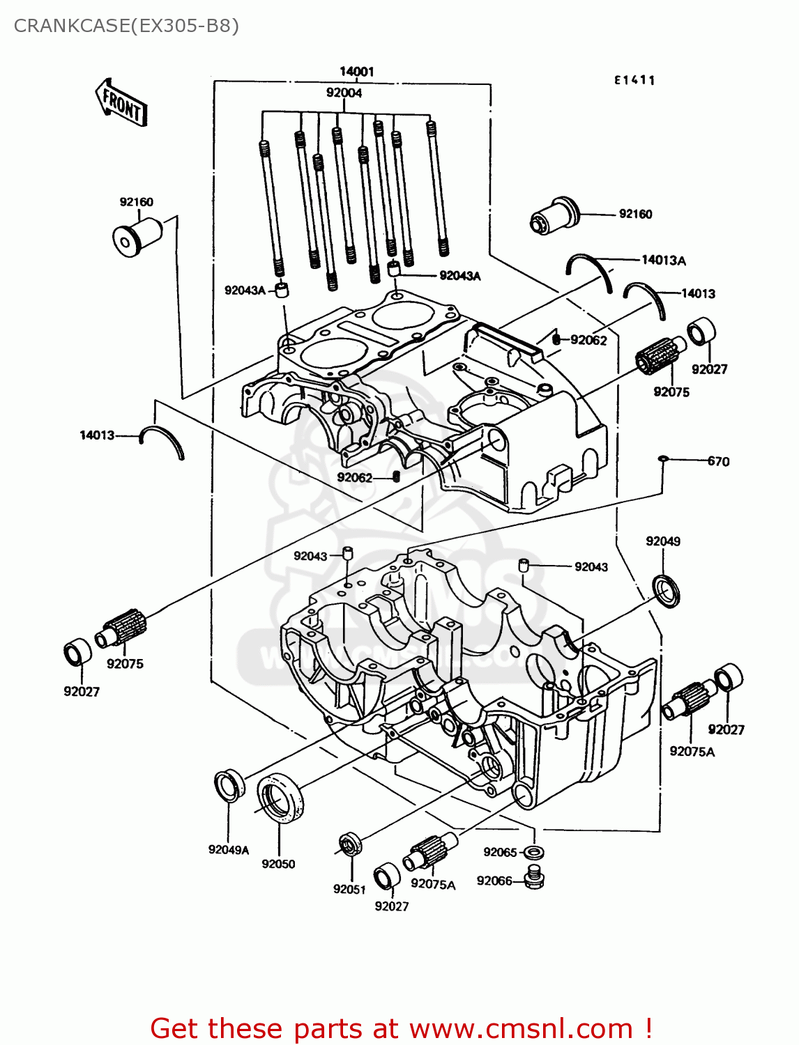 CRANKCASE(EX305-B8) EX305B8 GPZ305 1991 EUROPE UK / BELT DRIVE