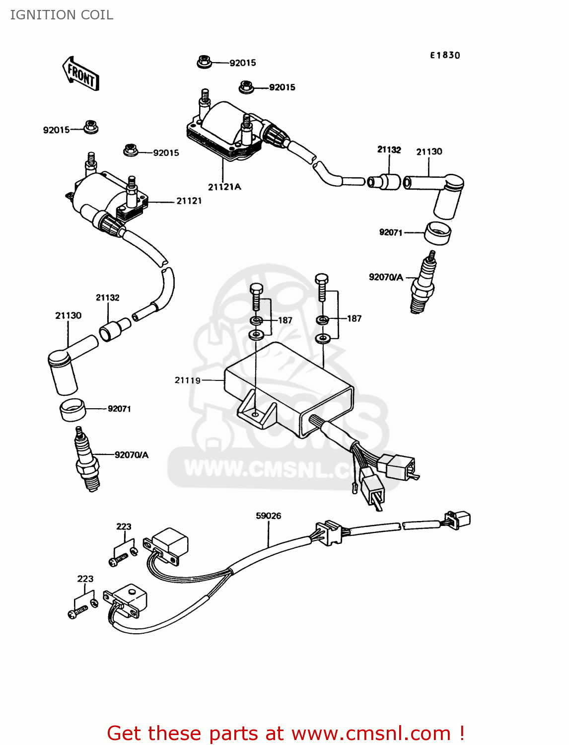 IGNITION COIL EX305B8 GPZ305 1991 EUROPE UK / BELT DRIVE