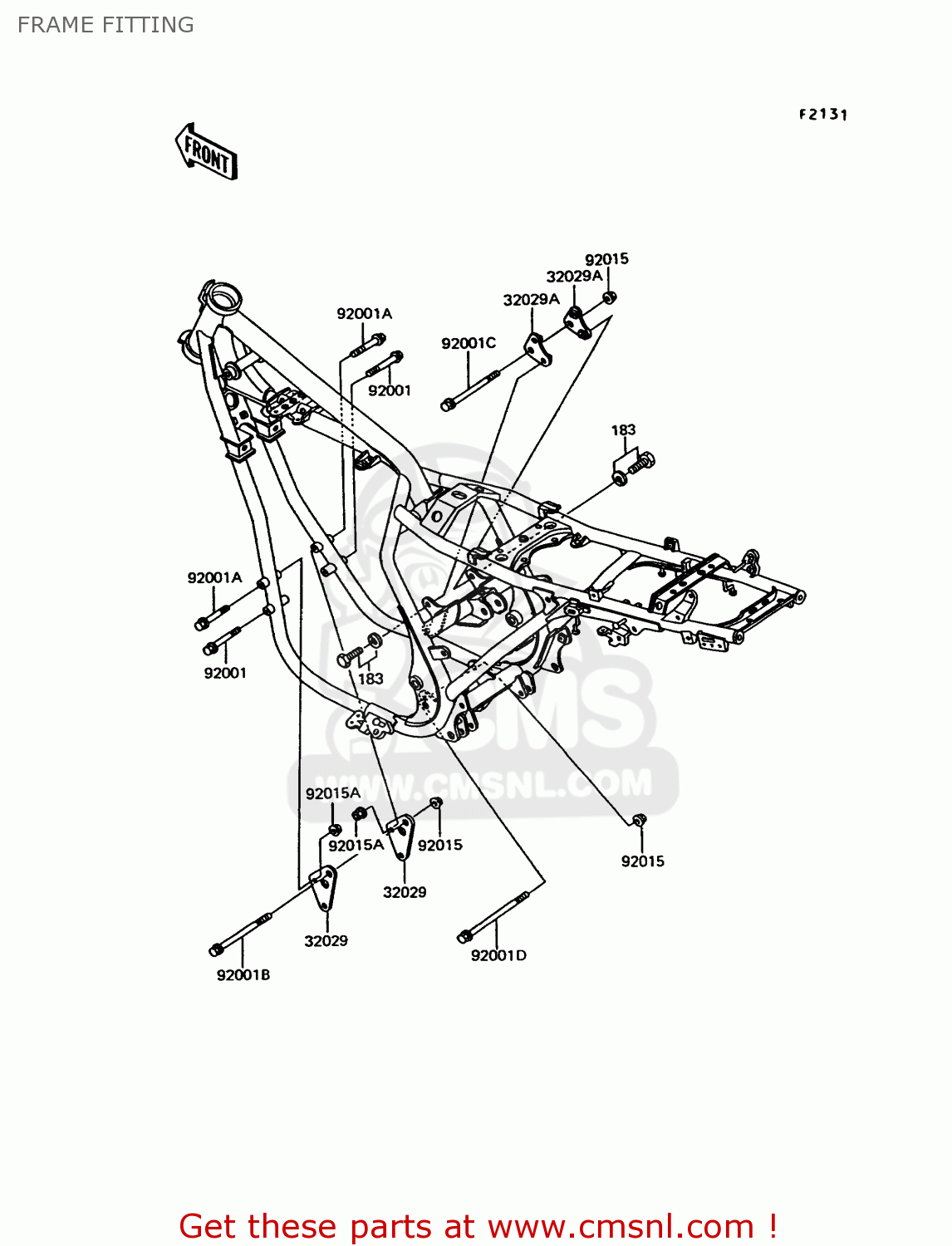 FRAME FITTING EX305B8 GPZ305 1991 EUROPE UK / BELT DRIVE