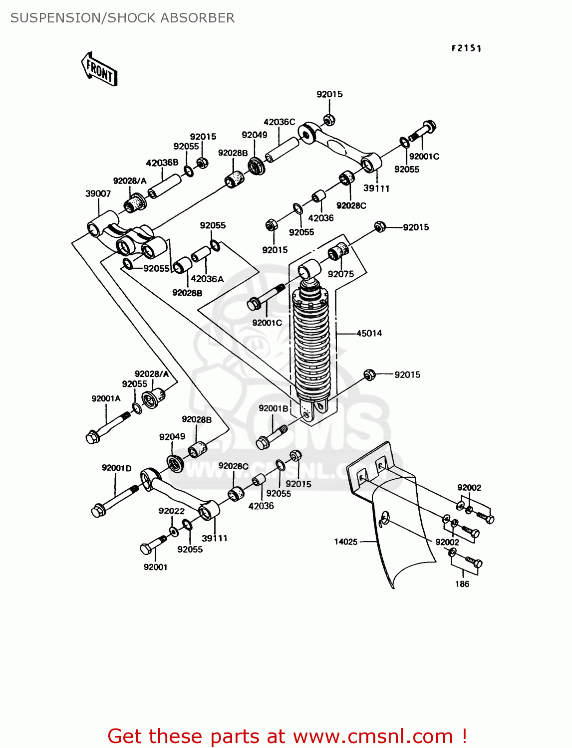 SUSPENSION/SHOCK ABSORBER EX305B8 GPZ305 1991 EUROPE UK / BELT DRIVE
