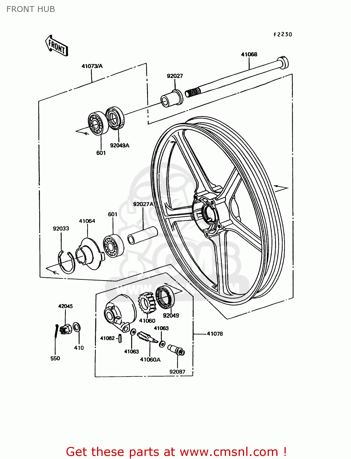 FRONT HUB EX305B8 GPZ305 1991 EUROPE UK / BELT DRIVE