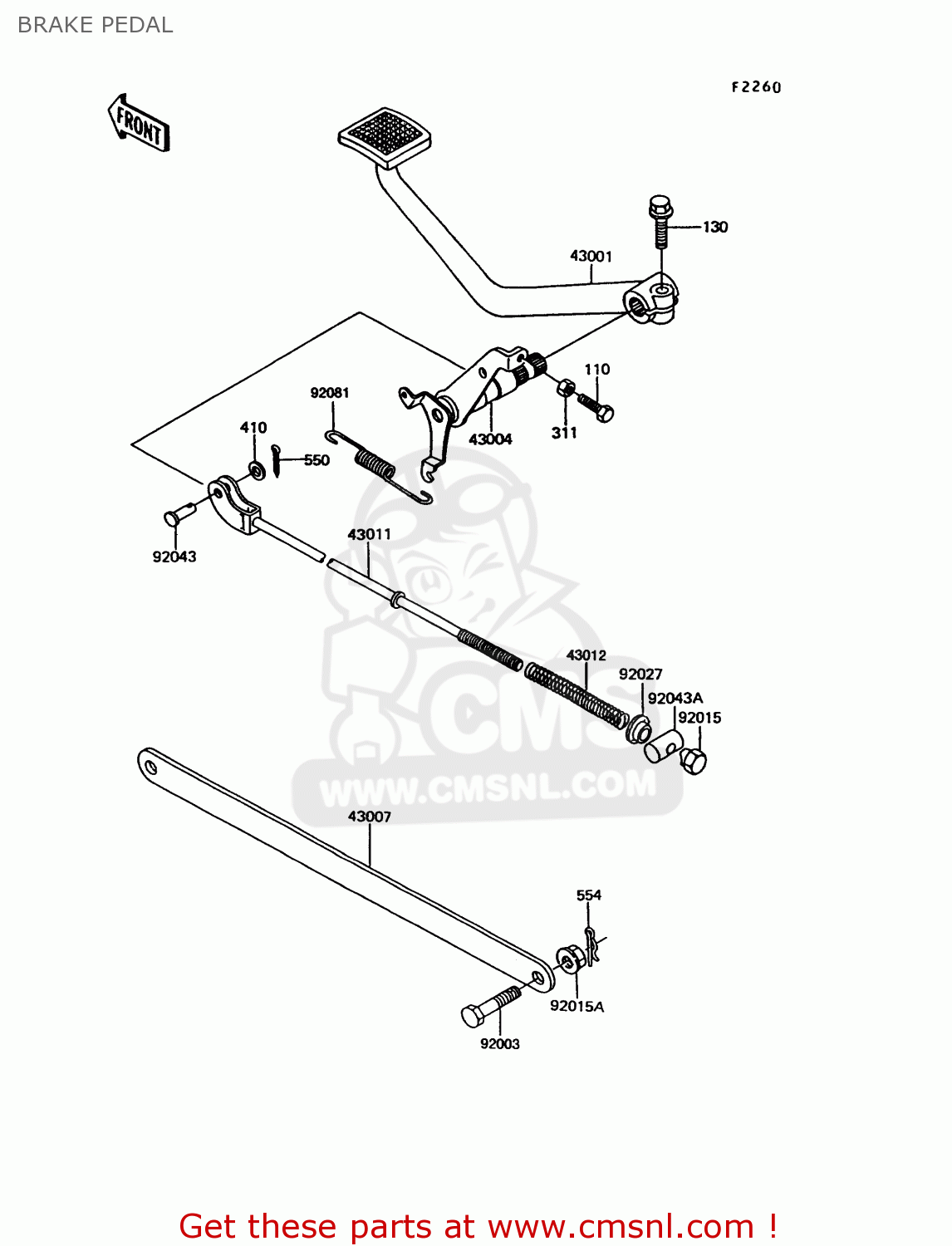 BRAKE PEDAL EX305B8 GPZ305 1991 EUROPE UK / BELT DRIVE