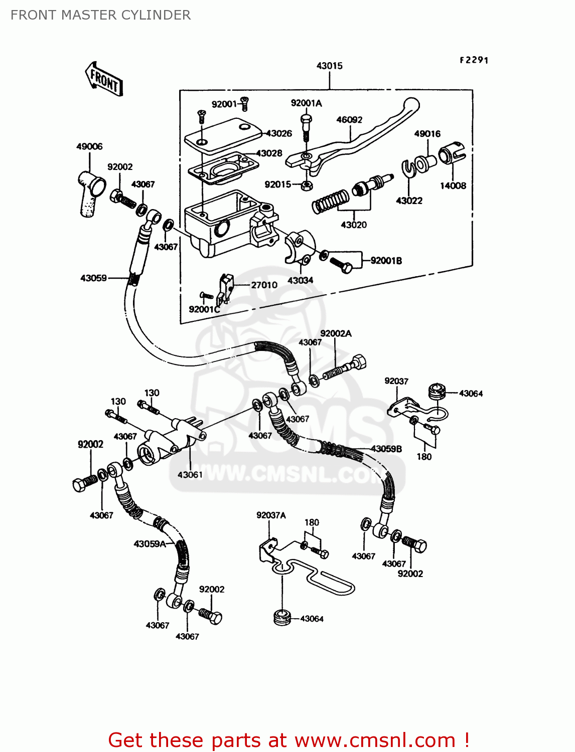 FRONT MASTER CYLINDER EX305B8 GPZ305 1991 EUROPE UK / BELT DRIVE