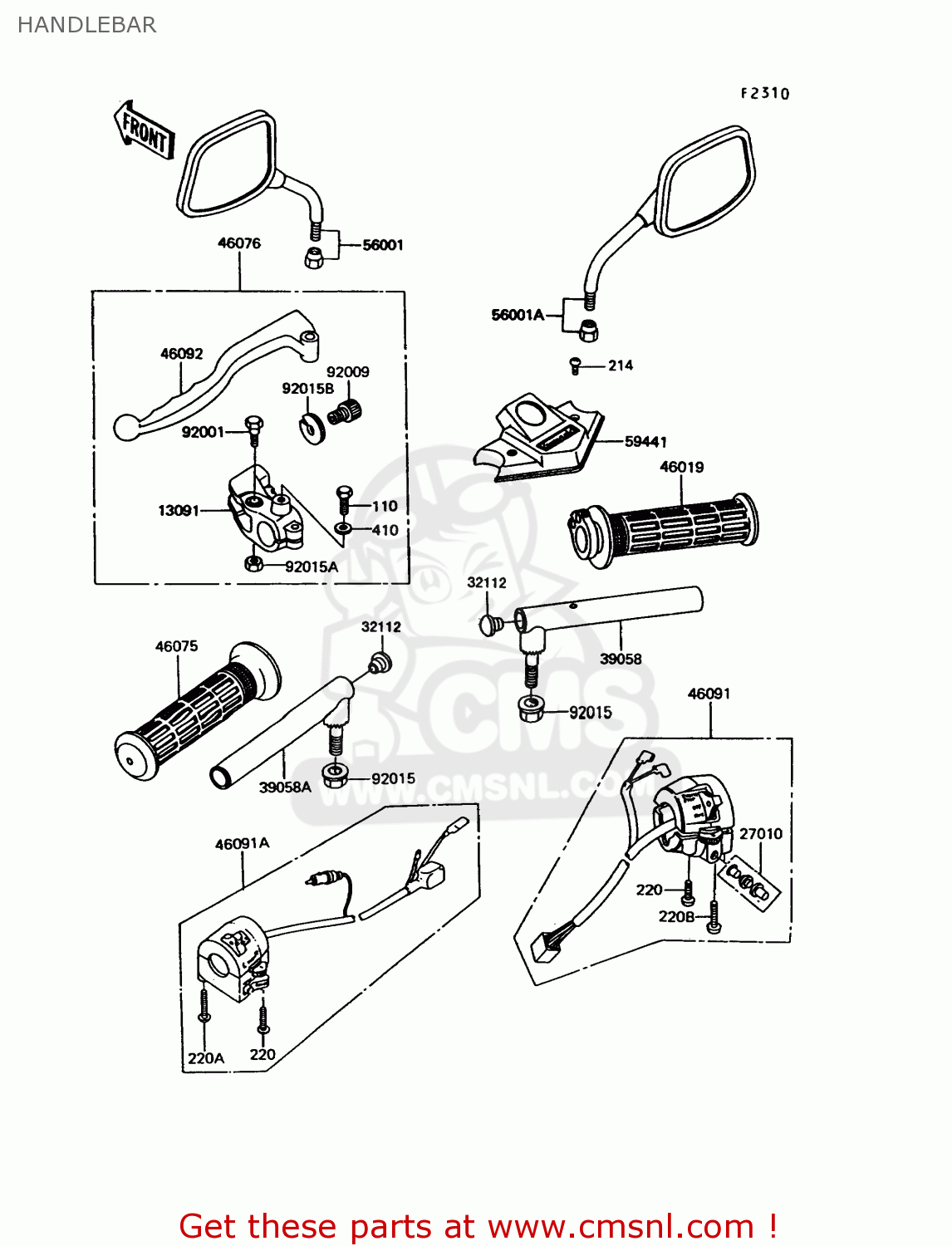 HANDLEBAR EX305B8 GPZ305 1991 EUROPE UK / BELT DRIVE