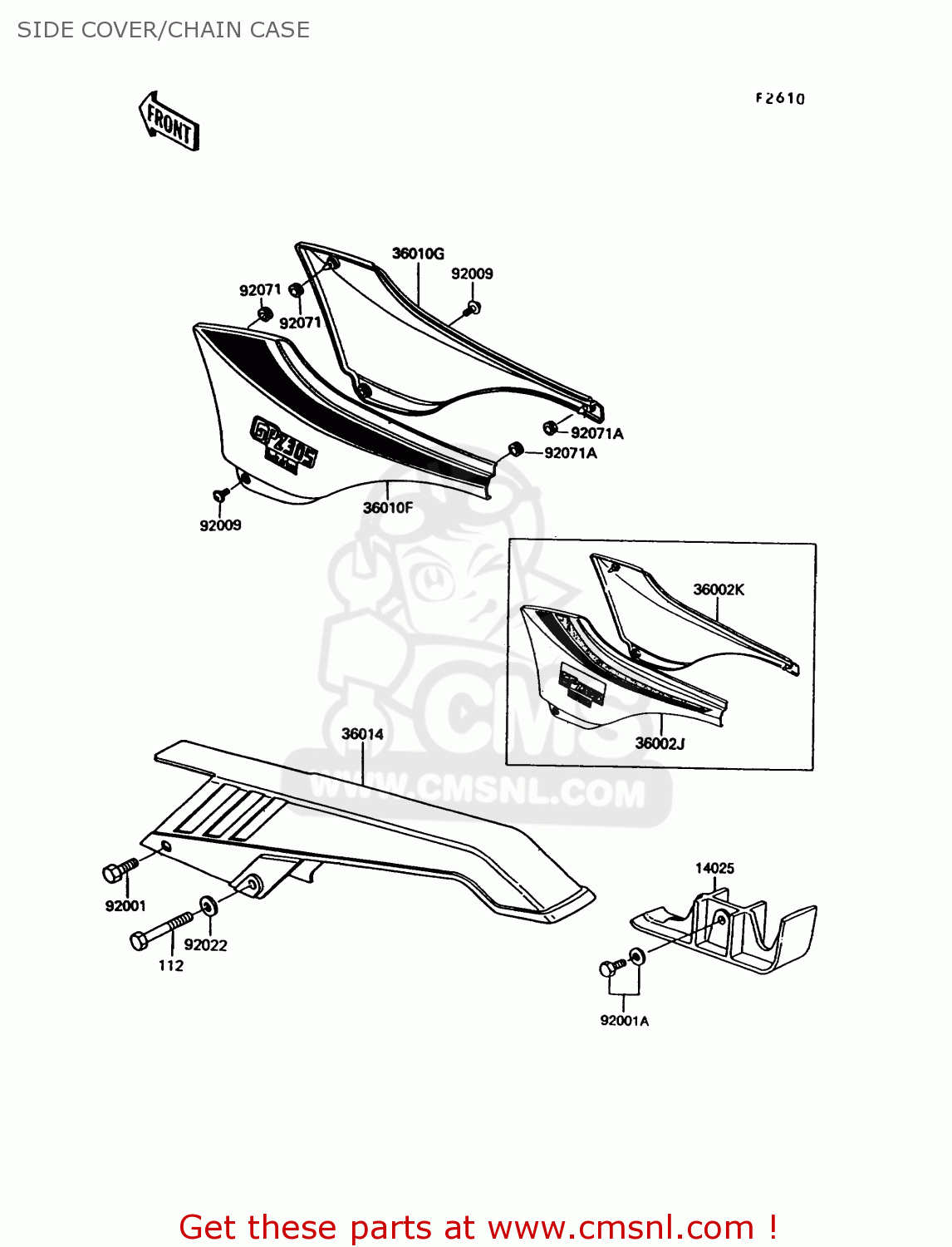SIDE COVER/CHAIN CASE EX305B8 GPZ305 1991 EUROPE UK / BELT DRIVE