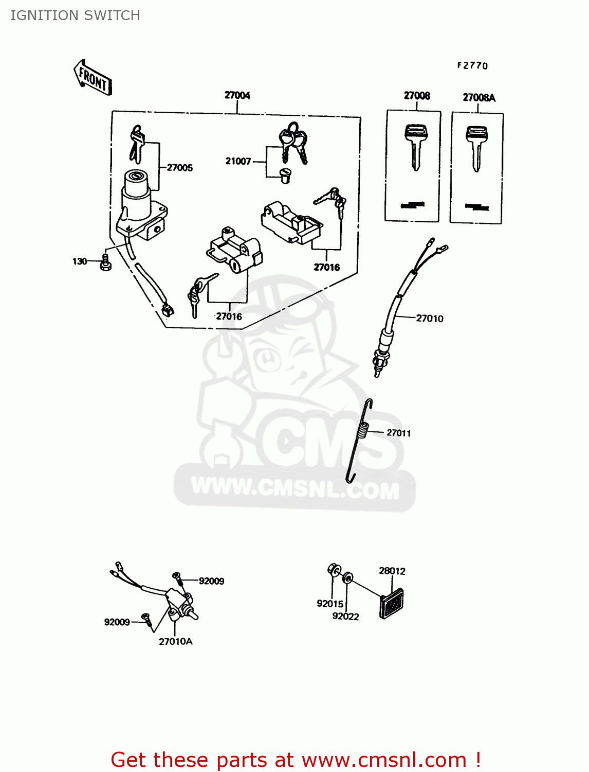 IGNITION SWITCH EX305B8 GPZ305 1991 EUROPE UK / BELT DRIVE