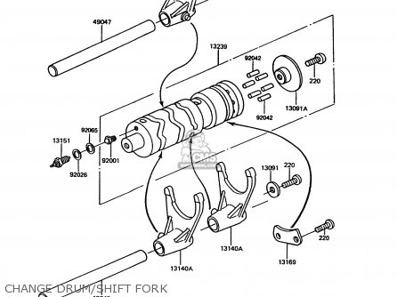 CHANGE DRUM/SHIFT FORK - EX305B8 GPZ305 1991 EUROPE UK / BELT DRIVE