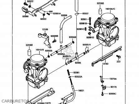 CARBURETOR - EX305B8 GPZ305 1991 EUROPE UK / BELT DRIVE