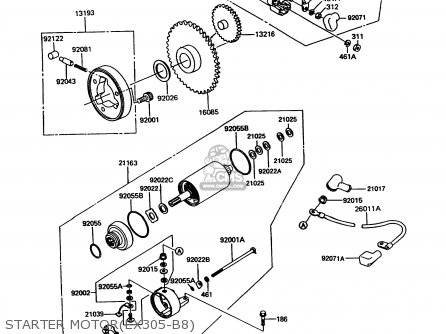 STARTER MOTOR(EX305-B8) - EX305B8 GPZ305 1991 EUROPE UK / BELT DRIVE