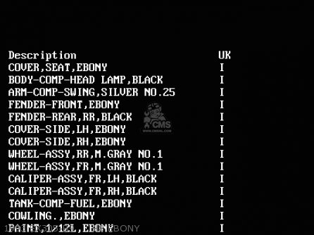 1993 EX305-B9     H8 EBONY - EX305B8 GPZ305 1991 EUROPE UK / BELT DRIVE