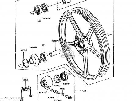 FRONT HUB - EX305B8 GPZ305 1991 EUROPE UK / BELT DRIVE