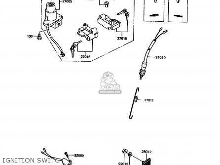IGNITION SWITCH - EX305B8 GPZ305 1991 EUROPE UK / BELT DRIVE