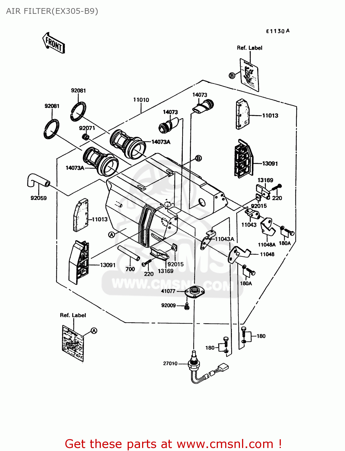 AIR FILTER(EX305-B9) EX305B9 GPZ305 1993 UNITED KINGDOM / BELT DRIVE