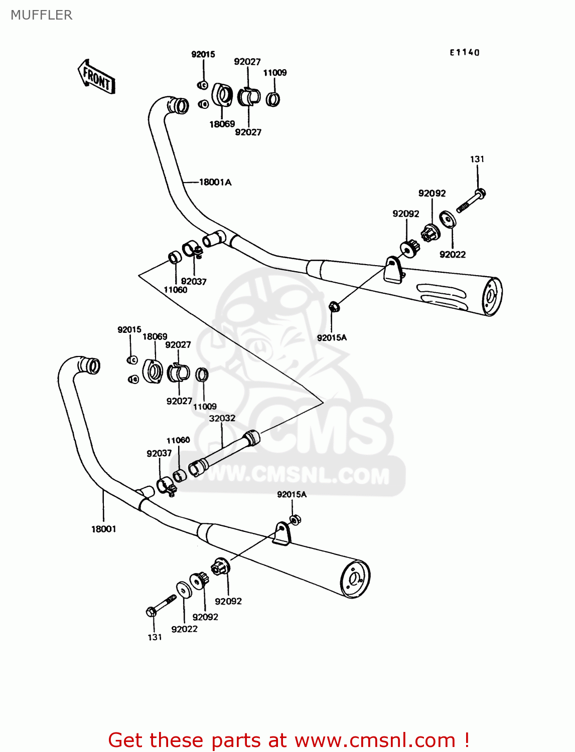 MUFFLER EX305B9 GPZ305 1993 UNITED KINGDOM / BELT DRIVE