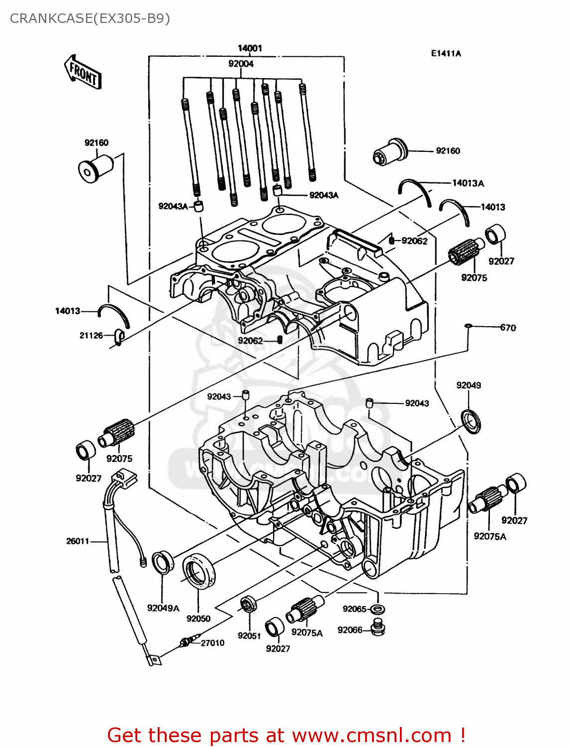 CRANKCASE(EX305-B9) EX305B9 GPZ305 1993 UNITED KINGDOM / BELT DRIVE