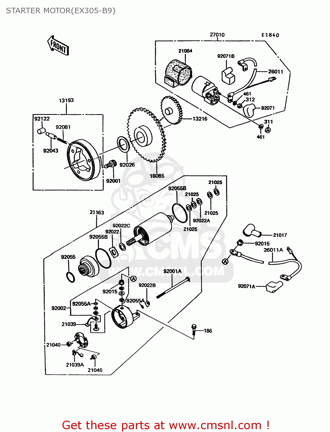 STARTER MOTOR(EX305-B9) EX305B9 GPZ305 1993 UNITED KINGDOM / BELT DRIVE