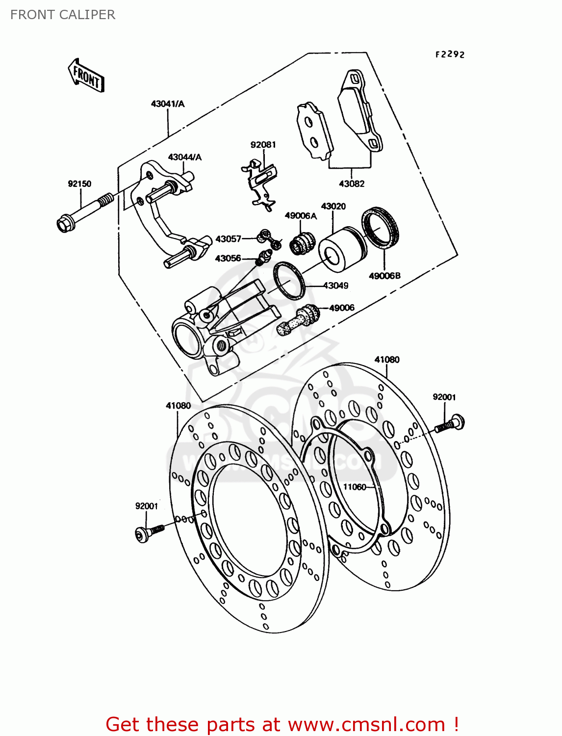 FRONT CALIPER EX305B9 GPZ305 1993 UNITED KINGDOM / BELT DRIVE