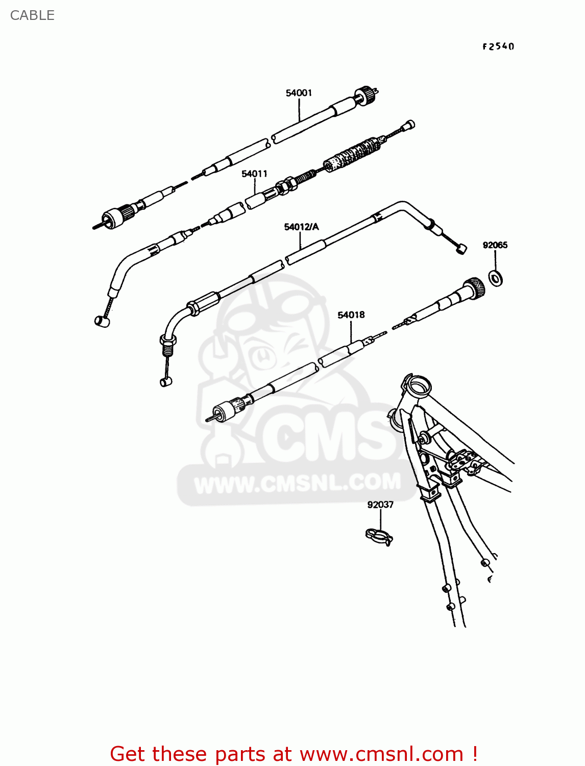 CABLE EX305B9 GPZ305 1993 UNITED KINGDOM / BELT DRIVE