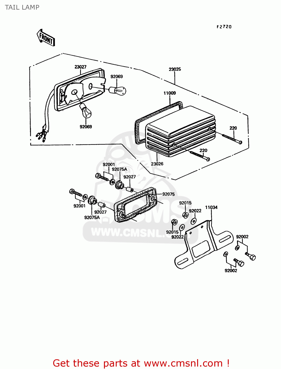TAIL LAMP EX305B9 GPZ305 1993 UNITED KINGDOM / BELT DRIVE