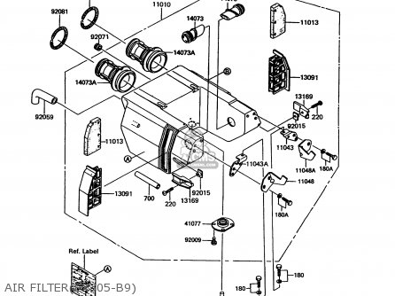AIR FILTER(EX305-B9) - EX305B9 GPZ305 1993 UNITED KINGDOM / BELT DRIVE