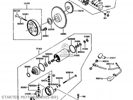 STARTER MOTOR(EX305-B9) - EX305B9 GPZ305 1993 UNITED KINGDOM / BELT DRIVE
