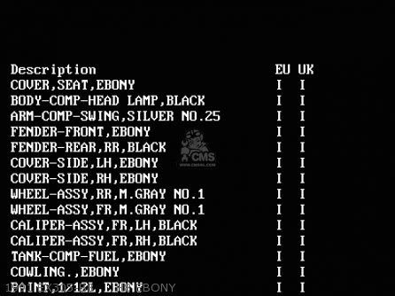1991 EX305-B8     H8 EBONY - EX305B9 GPZ305 1993 UNITED KINGDOM / BELT DRIVE