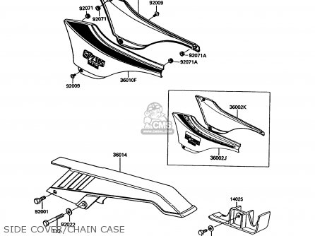 SIDE COVER/CHAIN CASE - EX305B9 GPZ305 1993 UNITED KINGDOM / BELT DRIVE