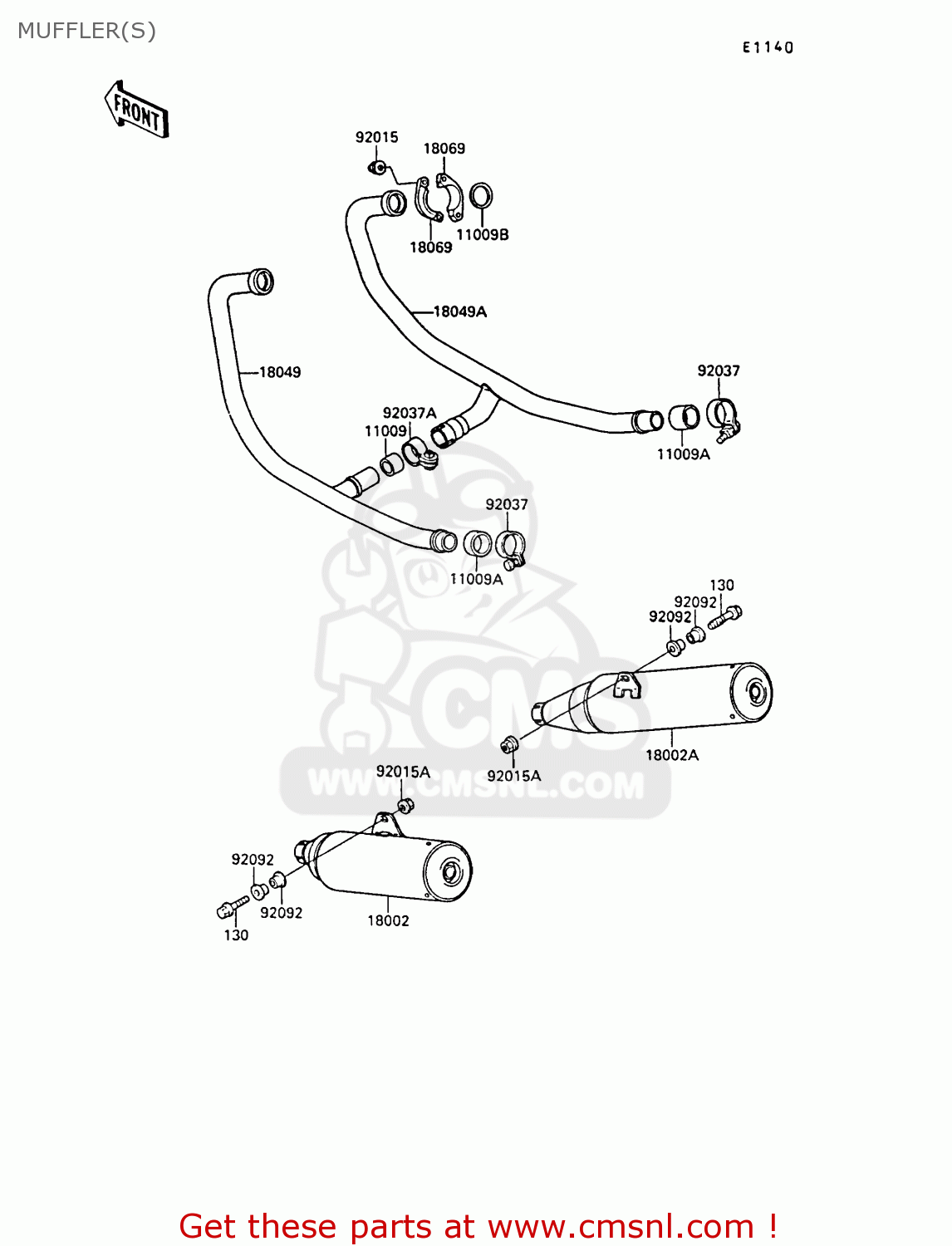MUFFLER(S) EX400A2 GPZ400S 1988 SWEDEN